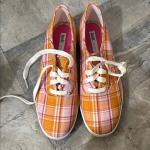 Keds Orange and Pink Plaid Sneakers